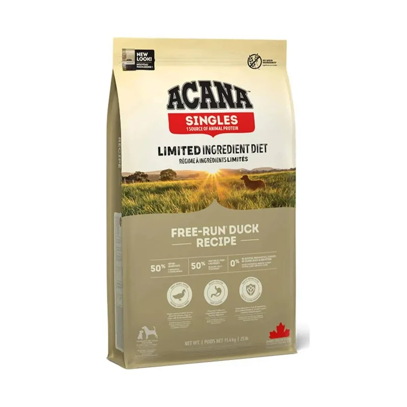 Acana Singles Free-Run Duck (Anatra) - Crocchette Monoproteiche, 11,4 kg