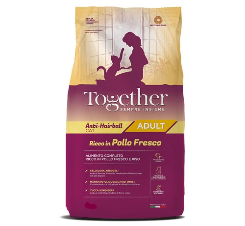 Together Crocchette Gatto Adult Pollo - Anti-Hairball, 300g