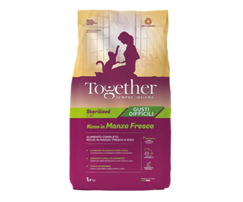 Together Crocchette Gatto Sterilizzato Gusti Difficili Manzo - 1,5 kg