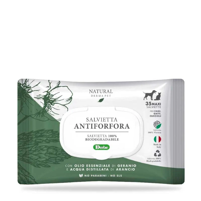 Natural Derma Pet Salviette Antiforfora Geranio e Arancio – 35 pz