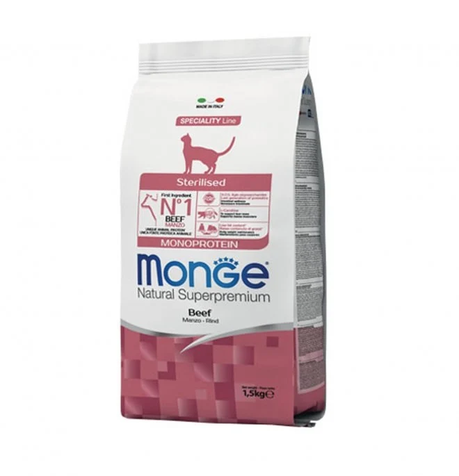 MONGE GATTO NATURAL SUPERPREMIUM ADULTO STERILIZZATO MANZO 1,5 KG