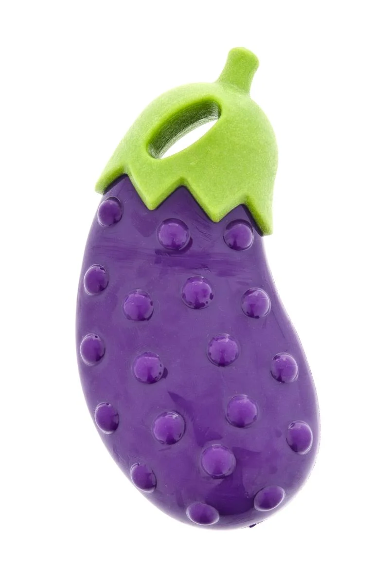 Gioco per Cani Melanzana in Gomma TPR con Squeaker - 14 cm