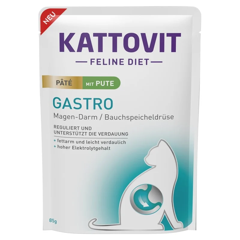 Busta Kattovit Feline Diet Gastro Pate Tacchino per Gatti 85g