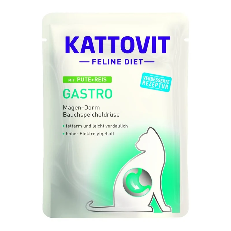 Busta Kattovit Feline Diet Gastro Tacchino e Riso per Gatti 85g