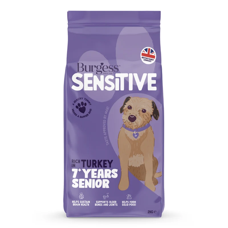 Burgess Sensitive Senior Dry Dog Food With Turkey & Rice 2Kg