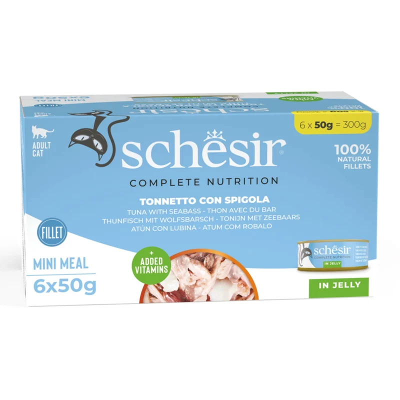 Schesir Tuna With Seabass In Jelly Multipack Wet Cat Food 6X50G