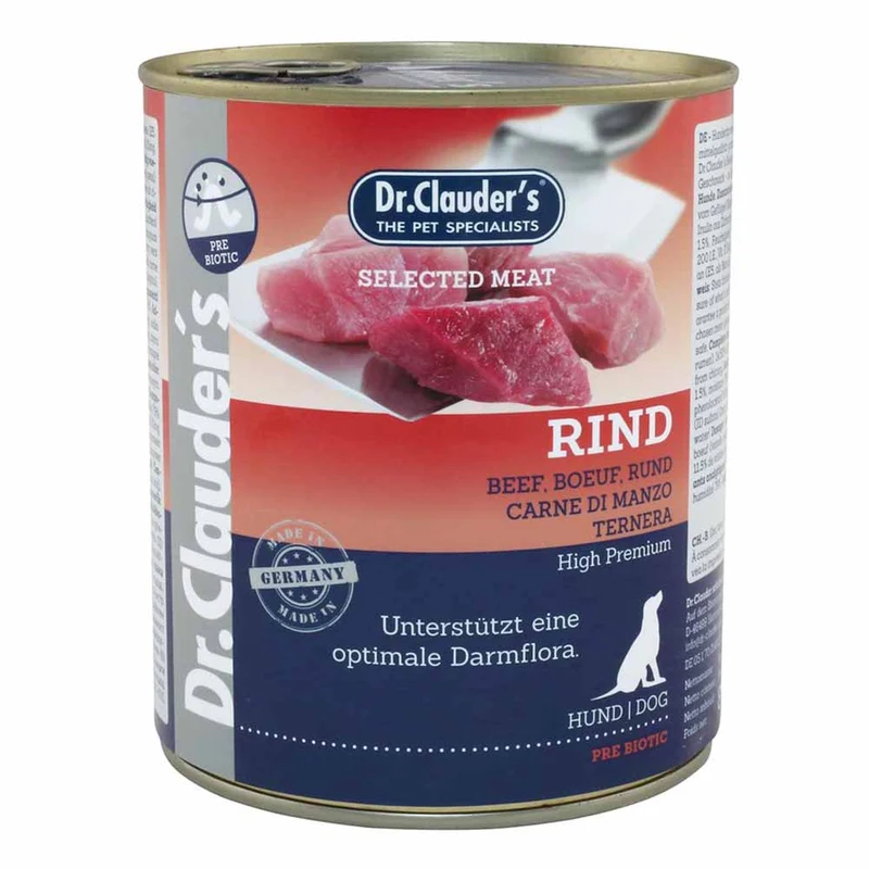 Alimento Umido Dr.Clauder s Selected Meat Manzo Prebiotico per Cani 800g