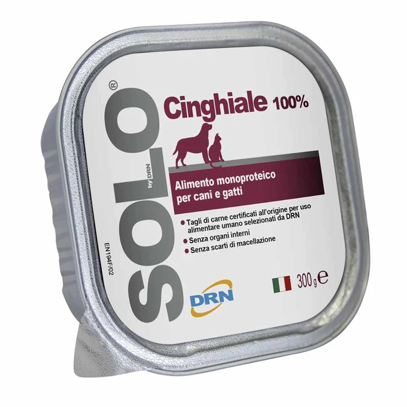 Alimento Monoproteico DRN Solo Cinghiale per Cani e Gatti 300g