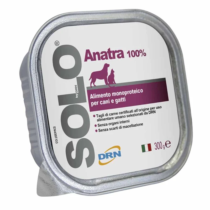 Alimento Monoproteico DRN Solo Anatra per Cani e Gatti 300g