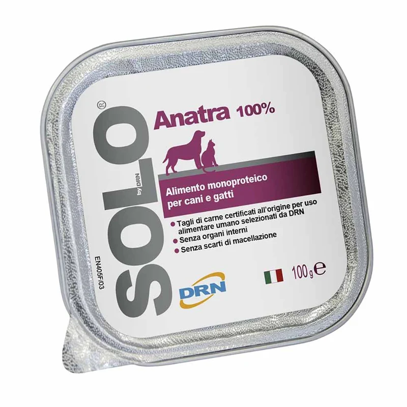 Alimento Monoproteico DRN Solo Anatra per Cani e Gatti 100g
