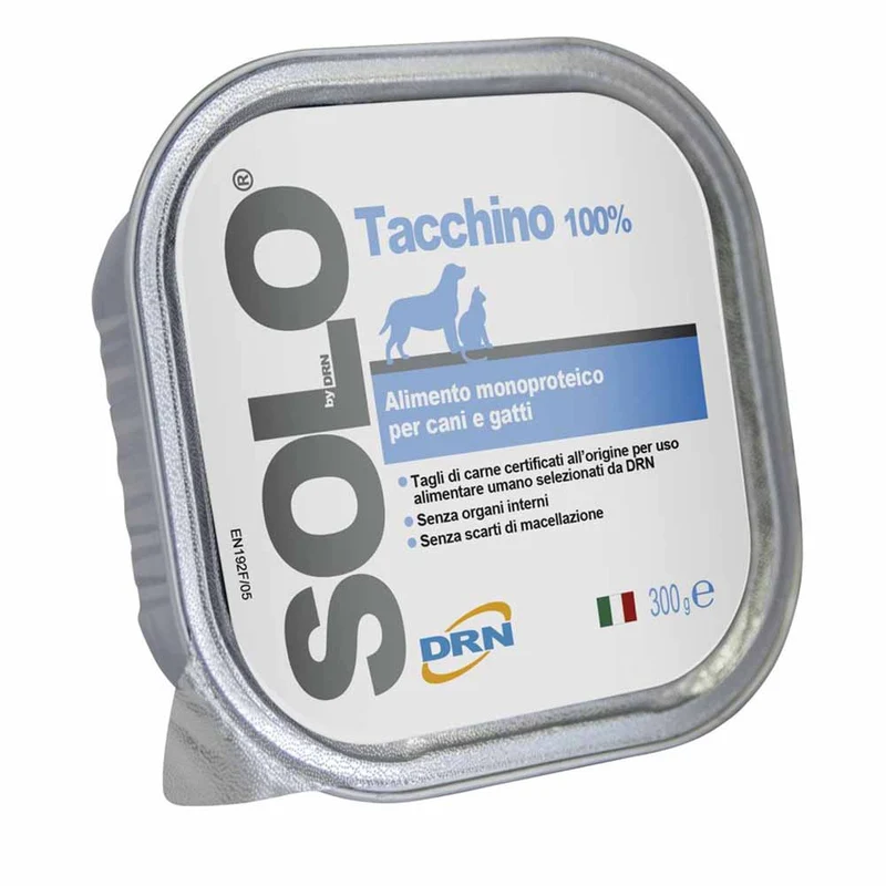 Alimento Monoproteico DRN Solo Tacchino per Cani e Gatti 300g