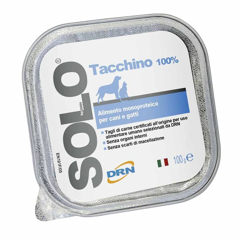 Alimento Monoproteico DRN Solo Tacchino per Cani e Gatti 100g