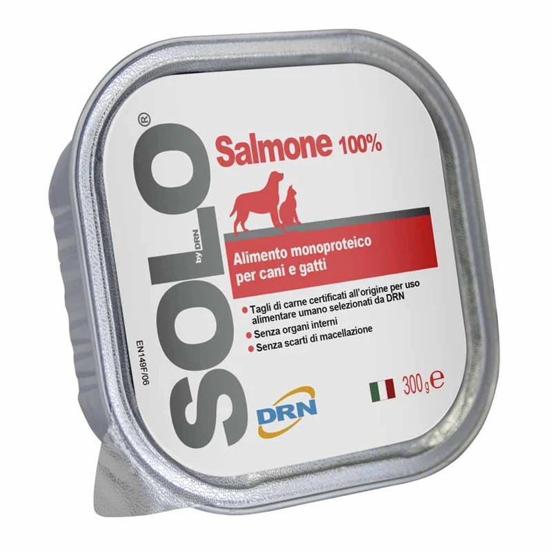 Alimento Monoproteico DRN Solo Salmone per Cani e Gatti 300g