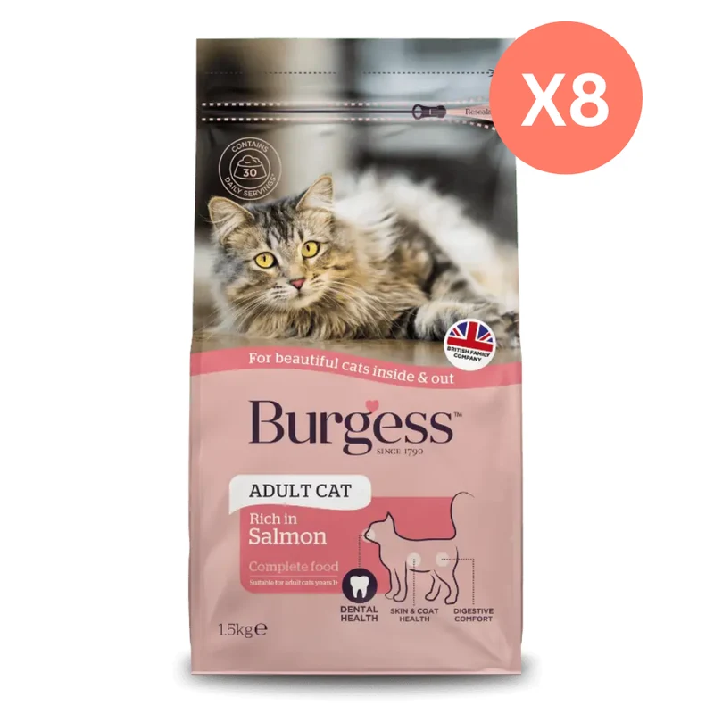 Burgess Complete Scottish Salmon Adult Cat Dry Food 1.5KG - Pack Of 8