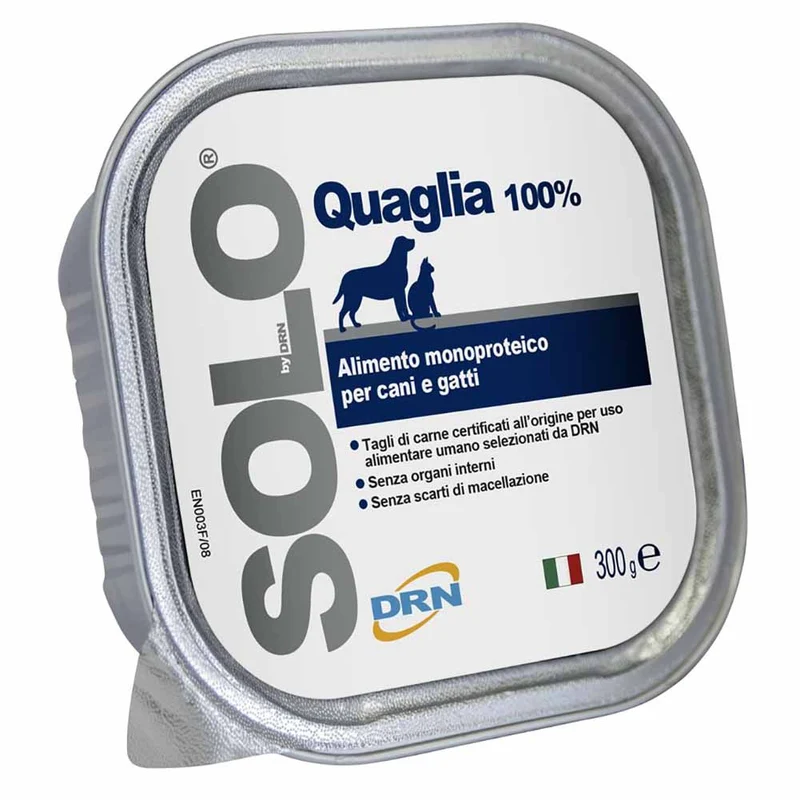 Alimento Monoproteico DRN Solo Quaglia per Cani e Gatti 300g