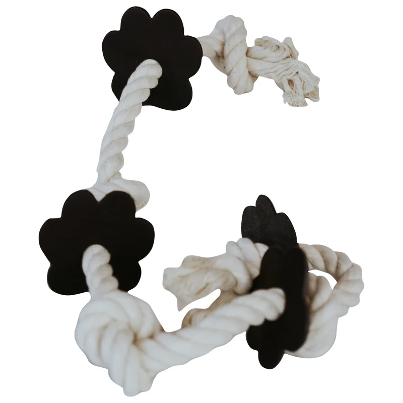 Huntlea Rope 5 Knot with Paw Leather Dog Toy - XL