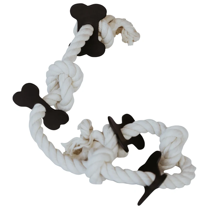 Huntlea Rope 5 Knot with Bone Leather Dog Toy - XL