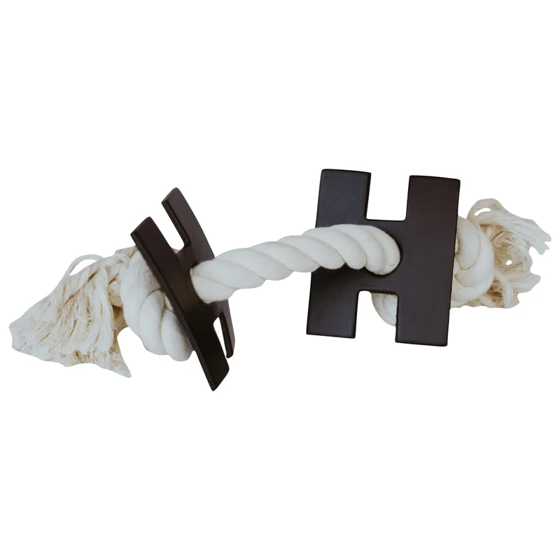 Huntlea Rope 2 Knot with H Leather Dog Toy - LARGE