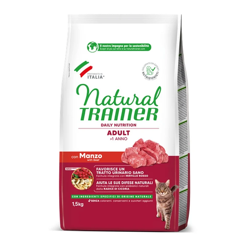 Cibo Secco Natural Trainer Adult con Manzo per Gatti 1,5kg