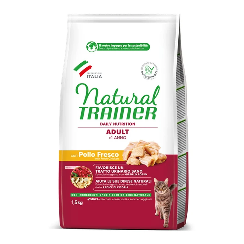 Cibo Secco Natural Trainer Adult con Pollo Fresco per Gatti 1,5kg