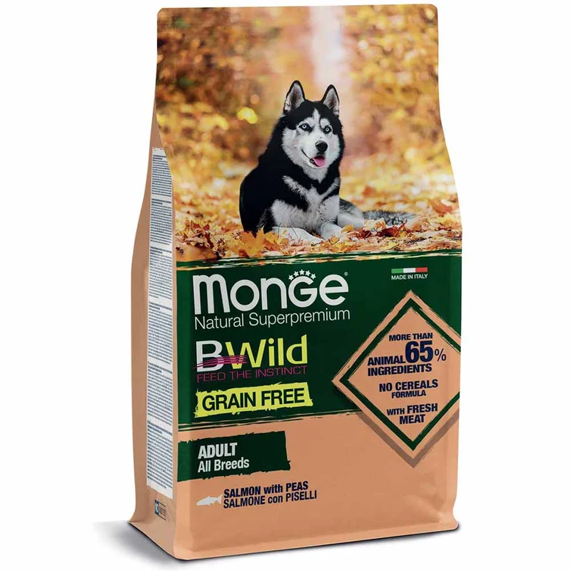 Alimento cane Monge BWild All Breeds Adult Salmone con piselli 2,5kg