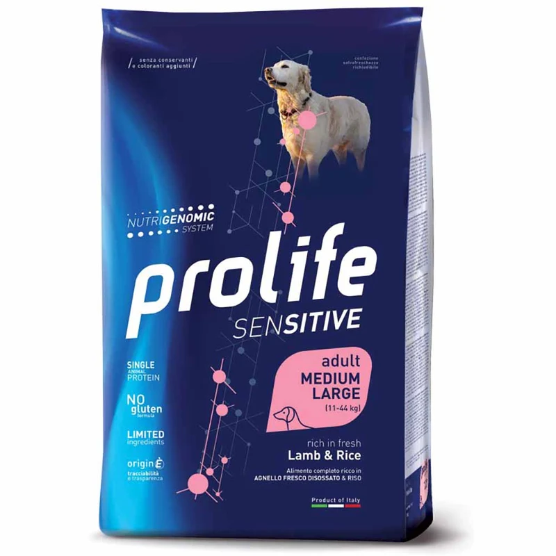 Alimento secco cane Prolife Adult Medium Large agnello riso 10 kg
