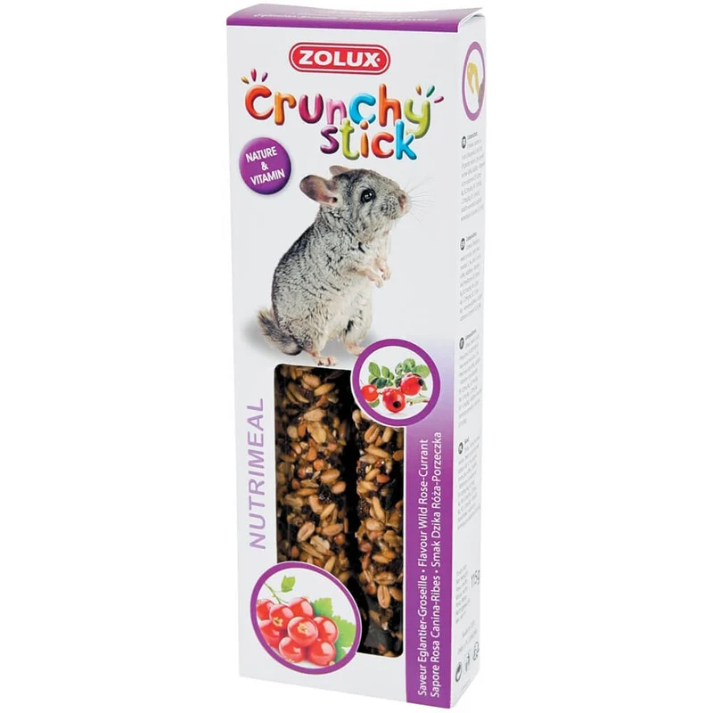 Snack per cincillà Crunchy Stick rosa canina e ribes