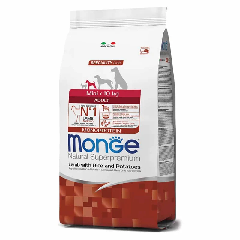 Alimento cane Monge Mini adult agnello riso e patate 800g