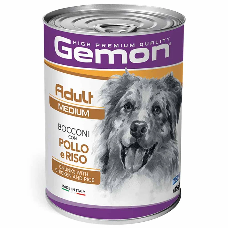 Alimento cane Monge Gemon 24 lattine da 415g adult medium pollo e riso