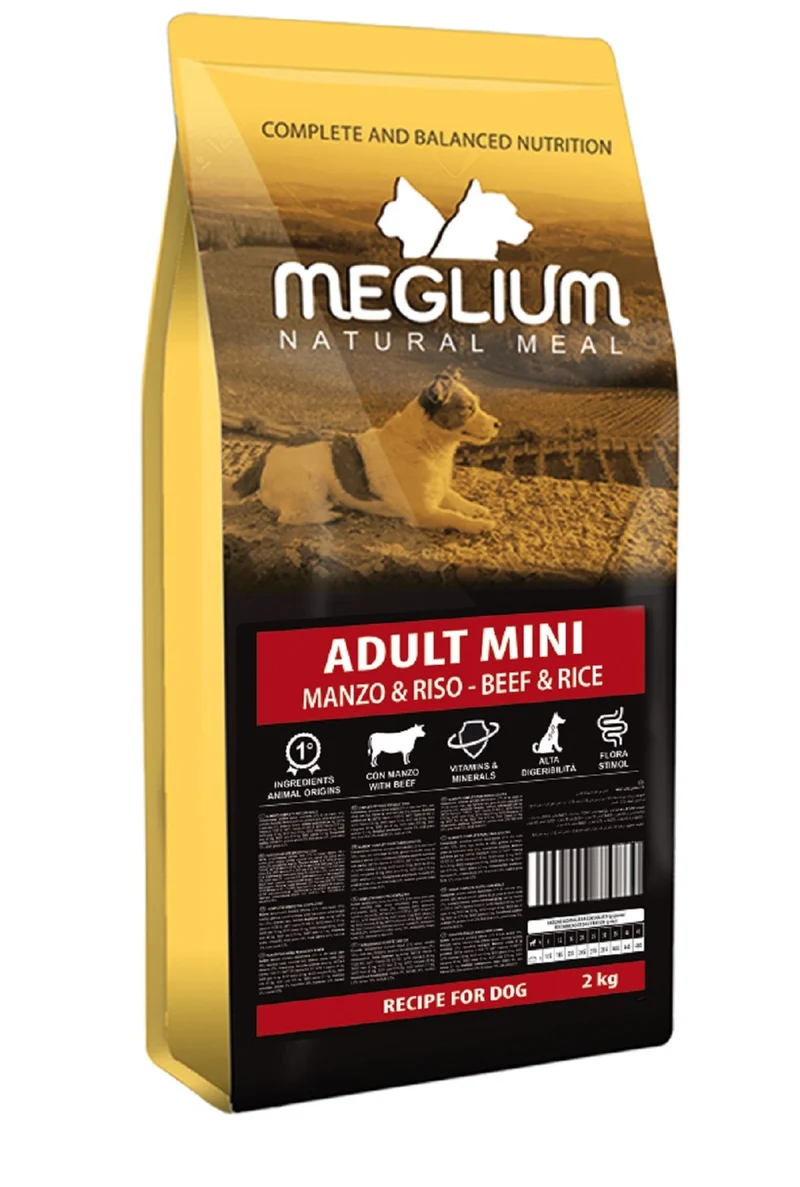 MEGLIUM CANE ADULTO MINI MANZO & RISO 2 KG