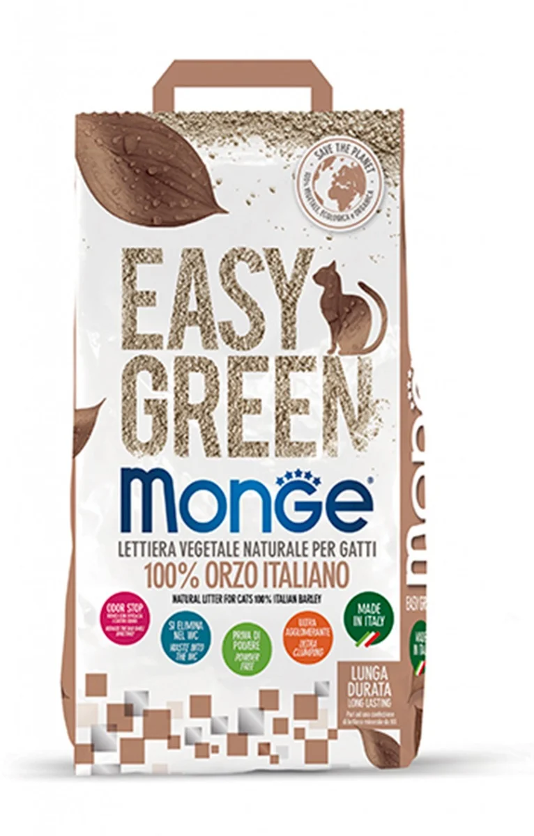 Monge Easy Green - Lettiera Vegetale all'Orzo Biodegradabile per Gatti - 10 L