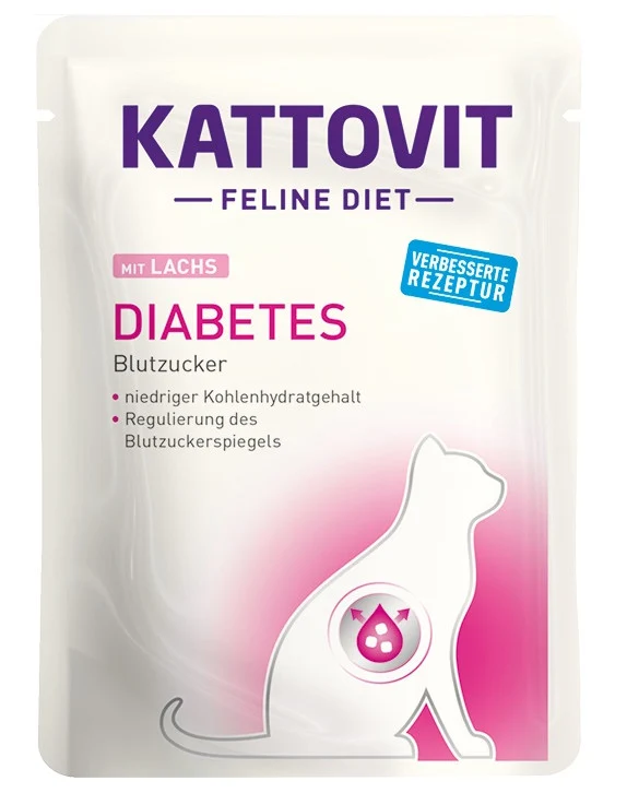 Kattovit Diabetes al Salmone - Cibo Umido per Gatti Diabetici, 85g
