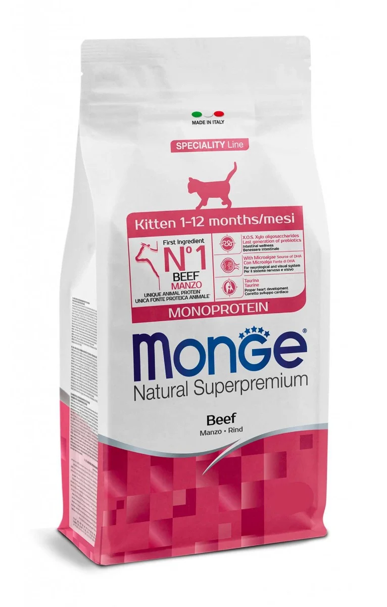 Monge Natural Monoprotein Kitten al Manzo - Crocchette, 400g