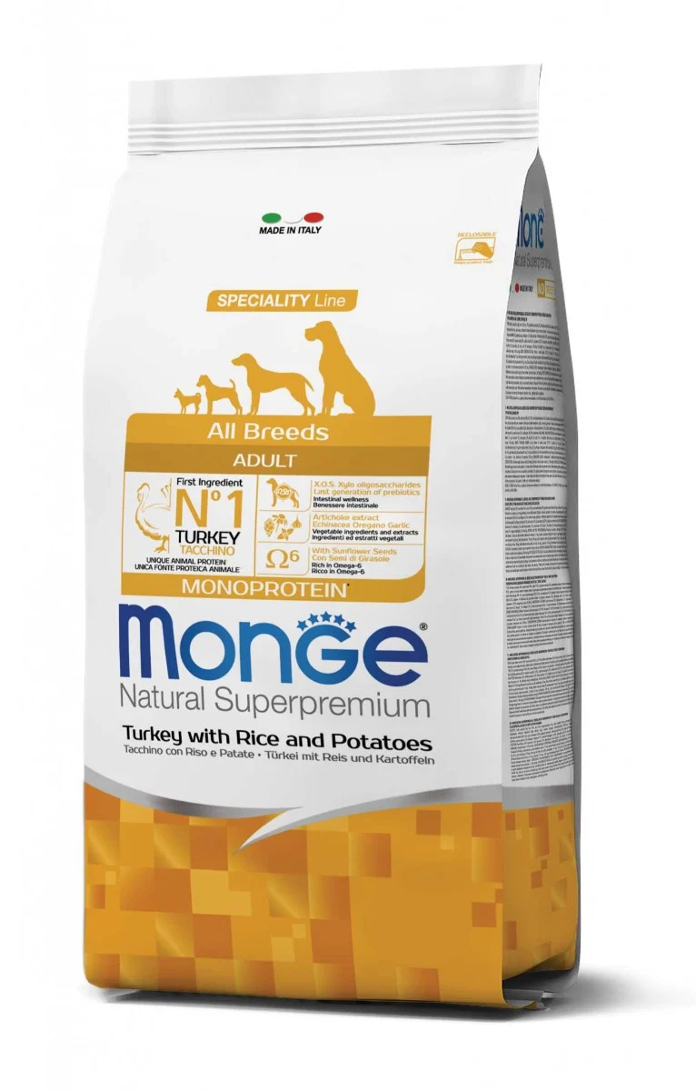 Monge All Breeds Adult Monoprotein Tacchino e Riso - 12 kg