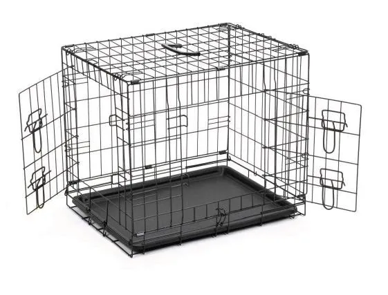 LEO PET TRASPORTINO GABBIA IN FERRO PIEGHEVOLE CON 2 PORTE 76x45x51,5 CM