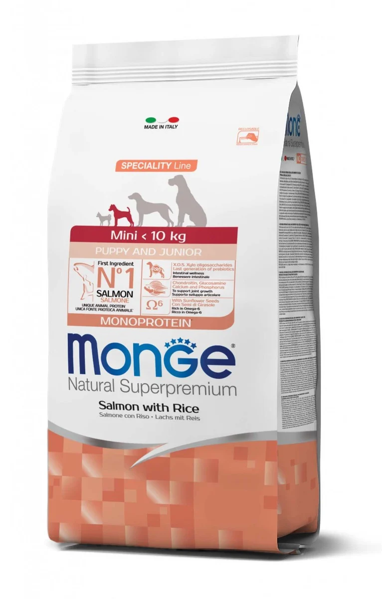 Monge Mini Puppy/Junior Monoprotein Salmone e Riso - 7,5 kg