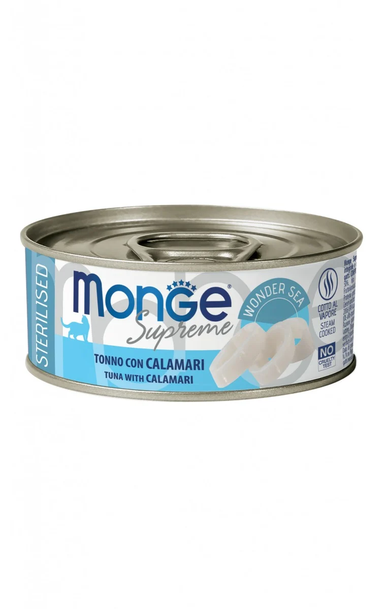Monge Supreme Sterilized Tonno e Calamari - Cibo Umido Gatto, 80g