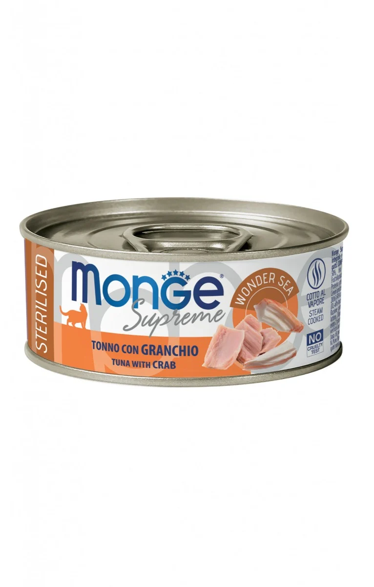 Monge Supreme Sterilized Tonno e Granchio - Cibo Umido Gatto, 80g