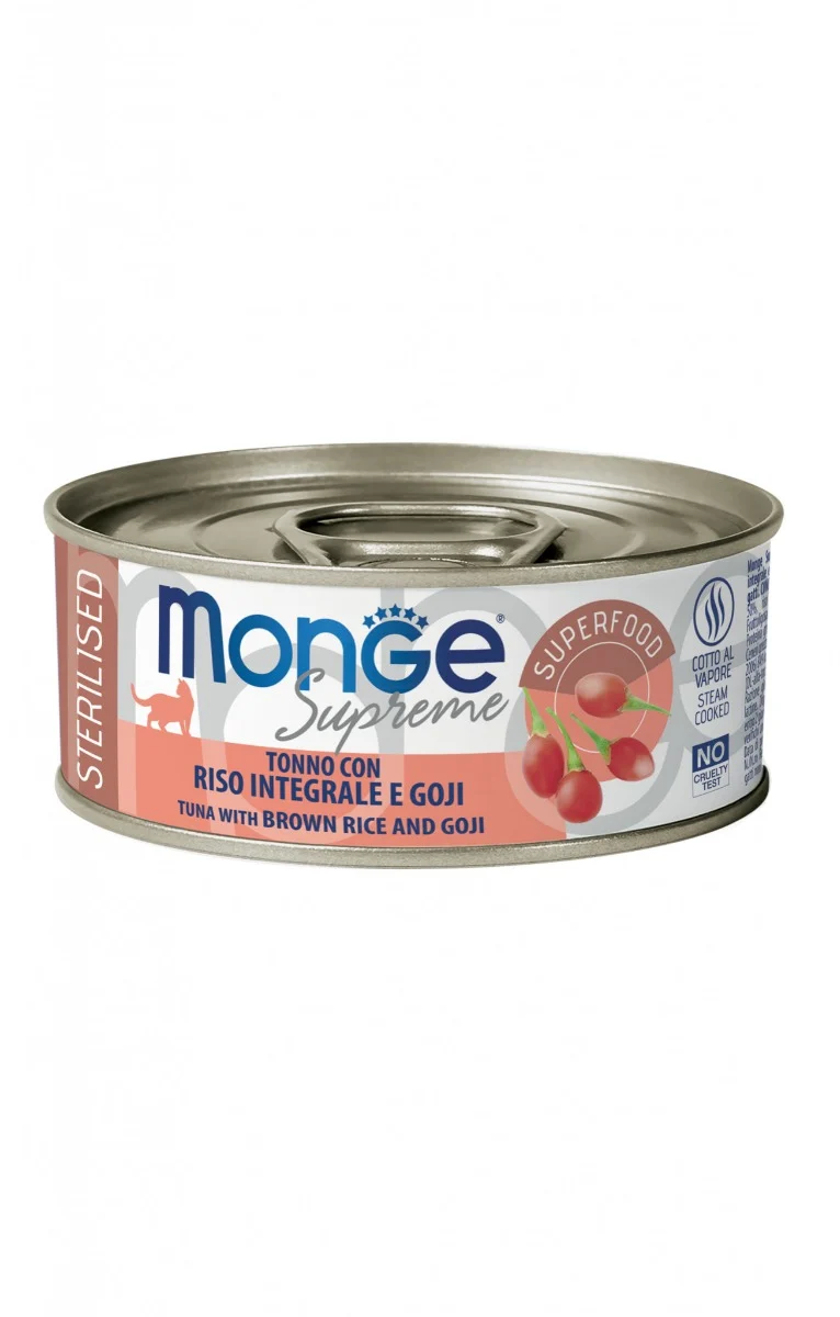 Monge Supreme Sterilized Tonno, Riso Integrale e Goji - 80g