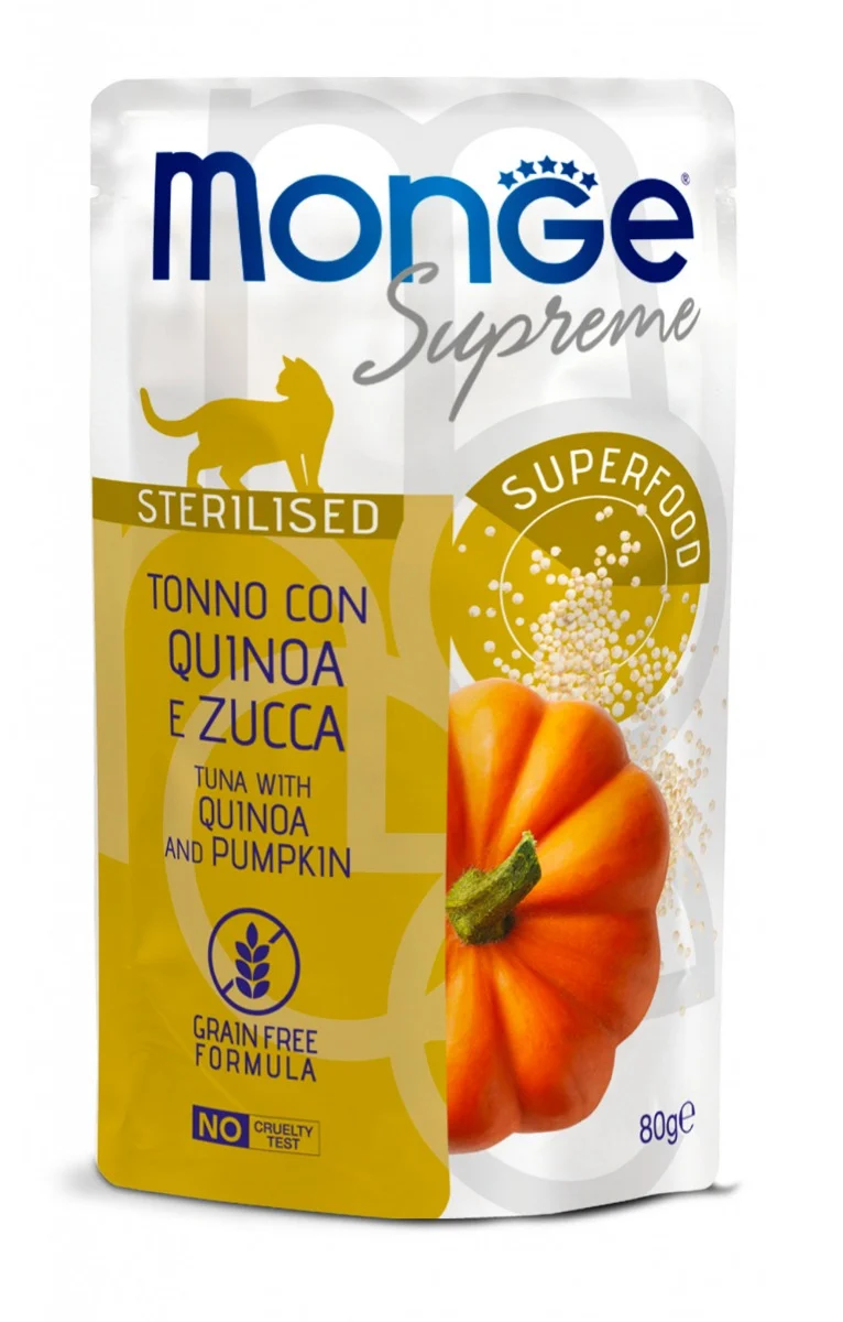 Monge Supreme Sterilized Tonno con Quinoa e Zucca - Busta 80g