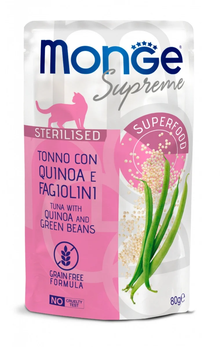 Monge Supreme Sterilized Tonno con Quinoa e Fagiolini - Busta 80g