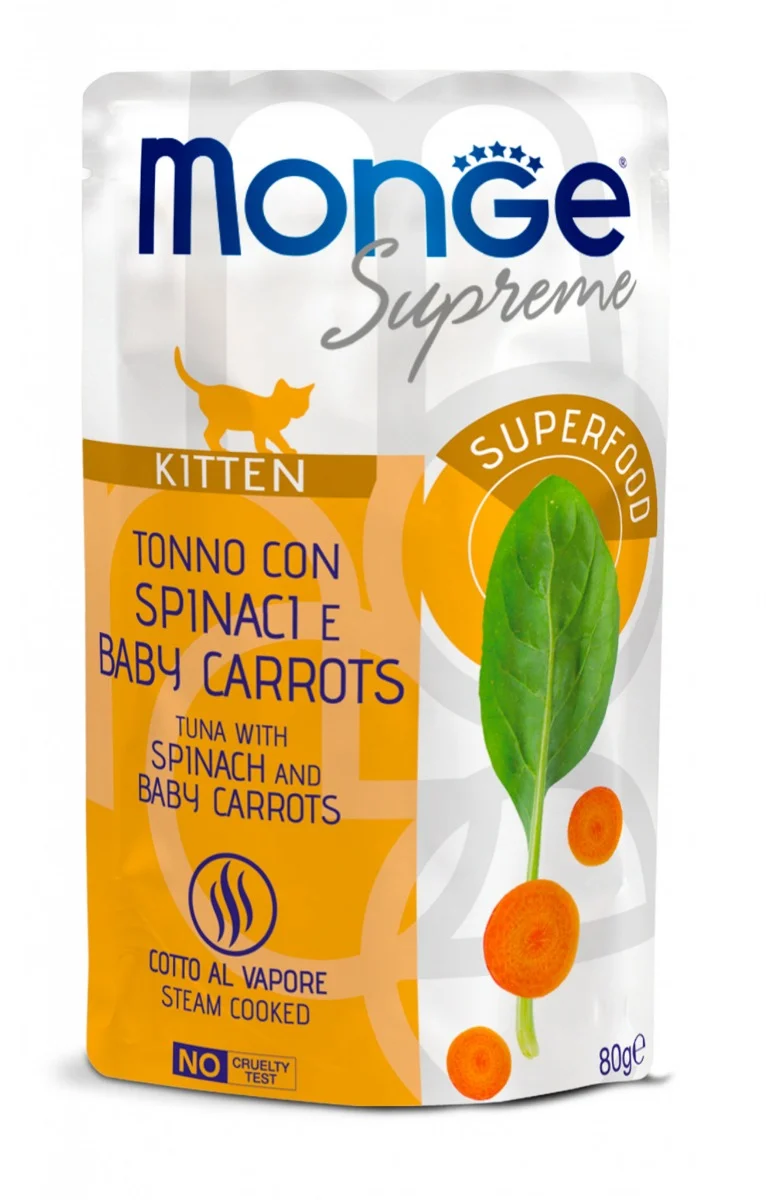 Monge Supreme Kitten Tonno con Spinaci e Carote - Busta 80g