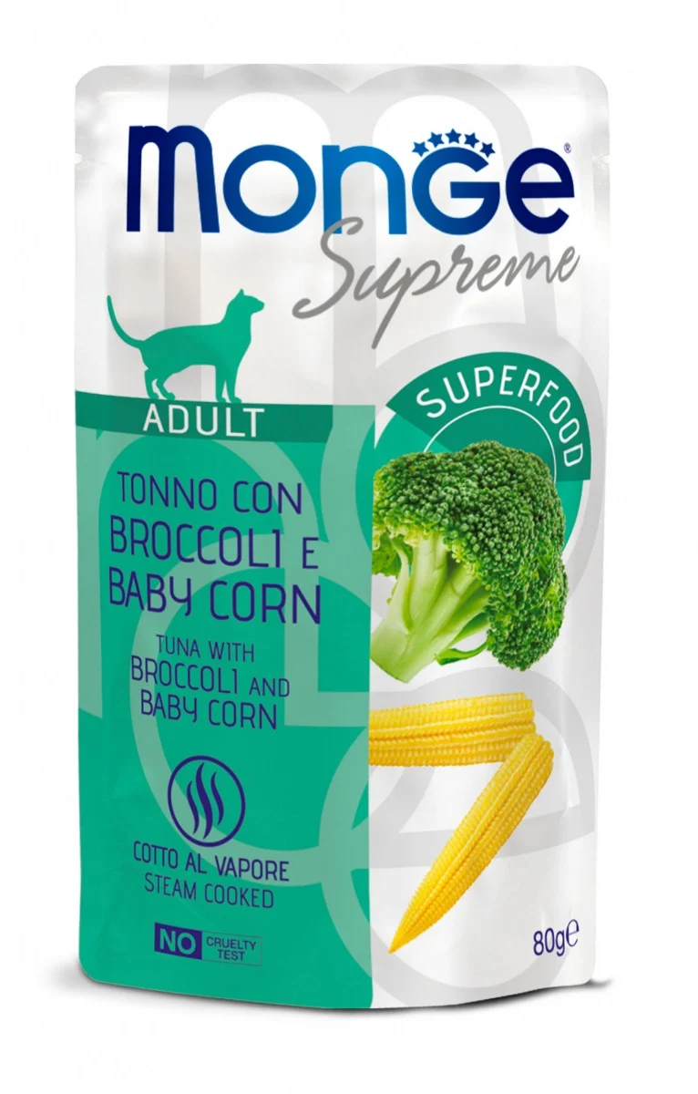 Monge Supreme Adult Tonno con Broccoli e Mais - Busta 80g