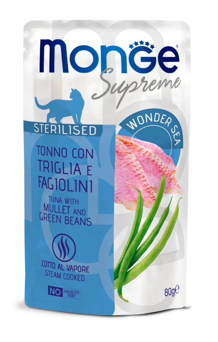 Monge Supreme Sterilized Tonno con Triglia e Fagiolini - Busta 80g
