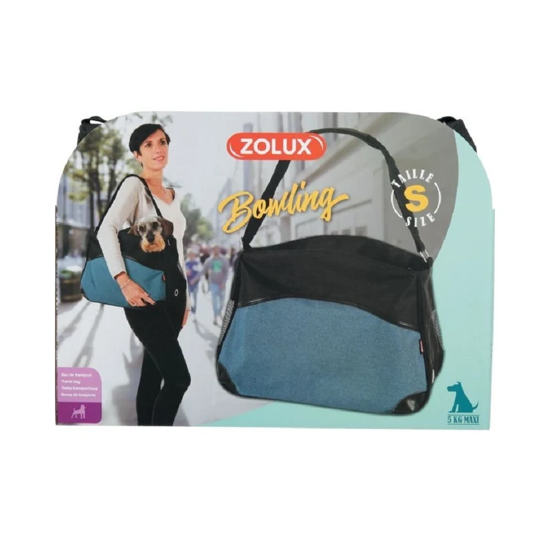 Borsa Trasportino Bowling Zolux per Cani e Gatti - Blu, Misura S