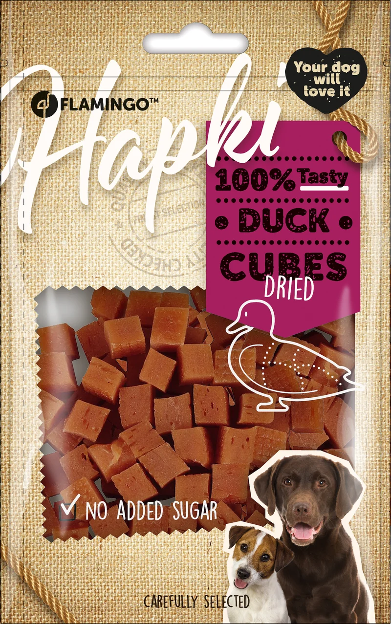 FLAMINGO CANE SNACK "HAPKI" CUBETTI DI ANATRA 85 GR