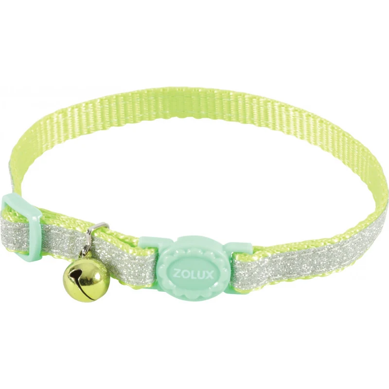 Collare Regolabile in Nylon per Gatto Serie Shiny - Verde