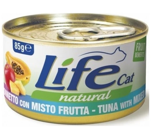 Life Cat Natural Tonnetto e Misto Frutta - Cibo Umido Gatto, 85g