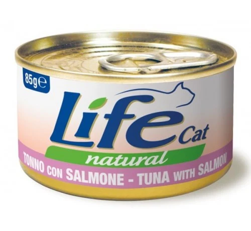 Life Cat Natural Tonno e Salmone - Cibo Umido Gatto, 85g