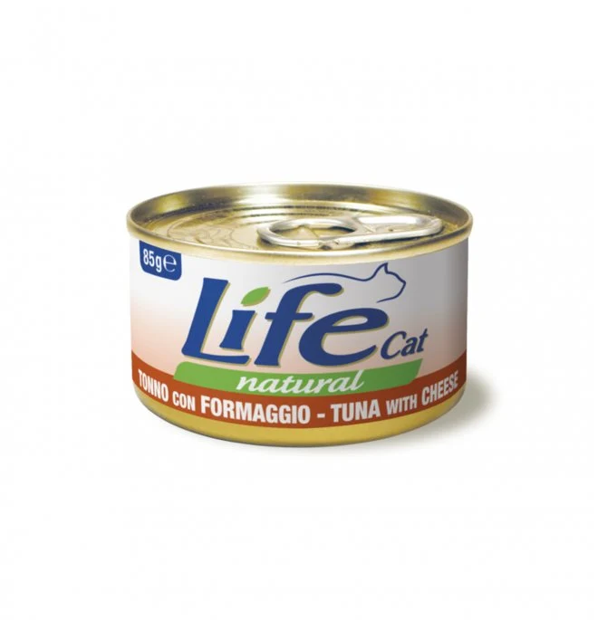 Life Cat Natural Tonno e Formaggio - Cibo Umido Gatto, 85g